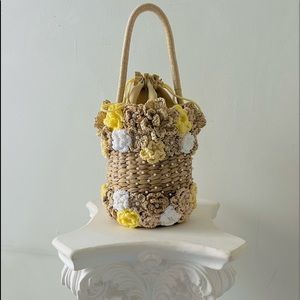 Pearl and Crotchet Straw Bag